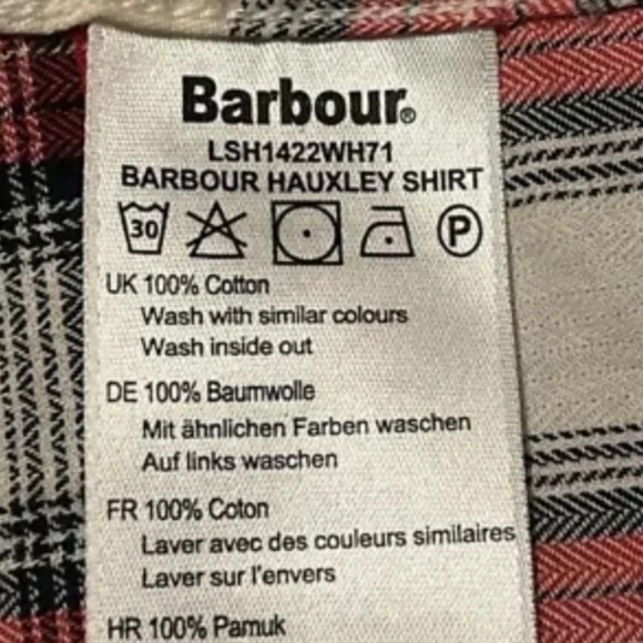 Barbour Hauxley Shirt Button Down Roll Tab Sleeves Cloud & Flame Plaid Size 6 - Picture 8 of 9